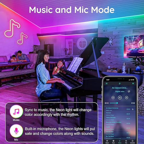 16.4Ft Neon Rope Lights,Flexible Led Rope Lights Control with App/Remote,Multiple Modes Music Sync Gaming RGB Led Neon Lights for Bedroom Outdoor