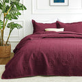 Love's cabin Twin Quilt Set Burgundy Bedspreads Bedding Set - Soft Bed Lightweight Bedspread Comforter - Modern Style Coin Pattern Coverlet for All Season - 2 Pieces (1 Quilt, 1 Pillow Sham)