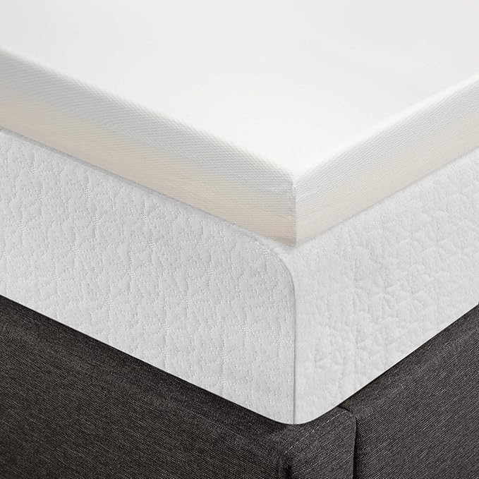 Mellow 4 Inch Memory Foam Mattress Topper with Cover, Calming Green Tea Infusion, Short Queen