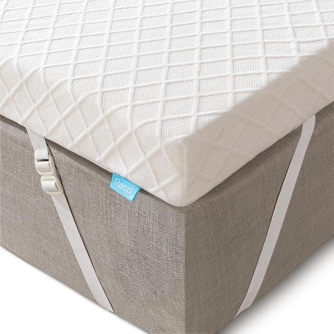 RECCI 3 Inch Full Mattress Topper - Pressure-Relieving, CertiPUR-US Certified, Removable & Washable Cover, Durable & Multi-Use
