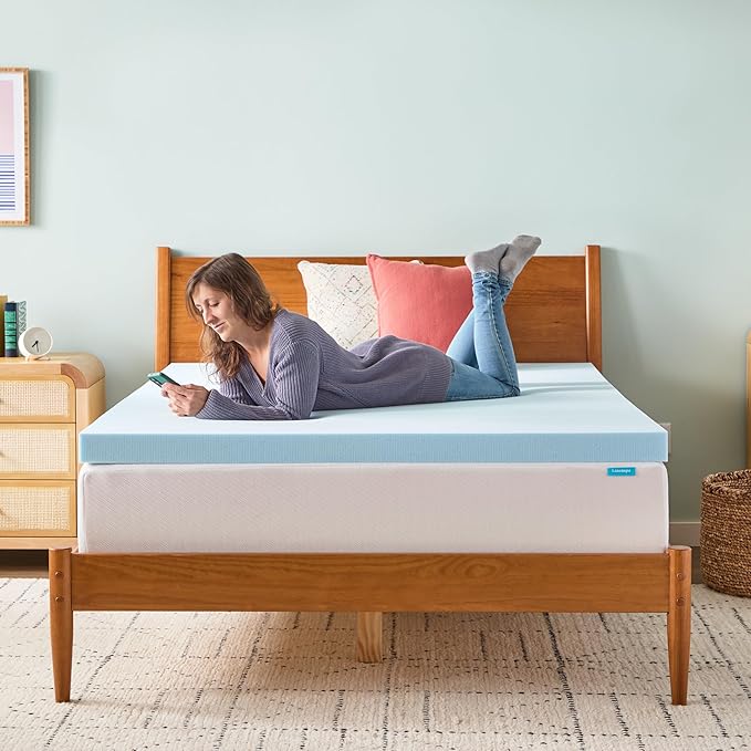 LINENSPA Memory Foam Mattress Topper - 3 Inch Gel Infused Memory Foam - Plush Feel - Cooling and Pressure Relieving - CertiPUR Certified - Dorm Room Essentials - Twin Size