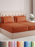 Split King 7 Piece Sheet Set - Comfy Breathable & Cooling - Soft Hotel Luxury Bedding Set with 8-16 Inch Deep Pockets - 1 Flat & 2 Fitted Sheet & 4 Pillowcases - Wrinkle Free & Easy Care - Terracotta