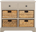 SAFAVIEH Home Collection Herman Vintage Grey 6-Drawer Wicker Basket Storage Unit, Fully Assembled (AMH5702A)