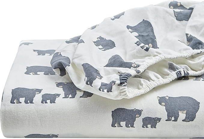 Eddie Bauer - Twin Sheets, Cotton Flannel Bedding Set, Brushed For Extra Softness, Cozy Home Decor (Bear Family, Twin)