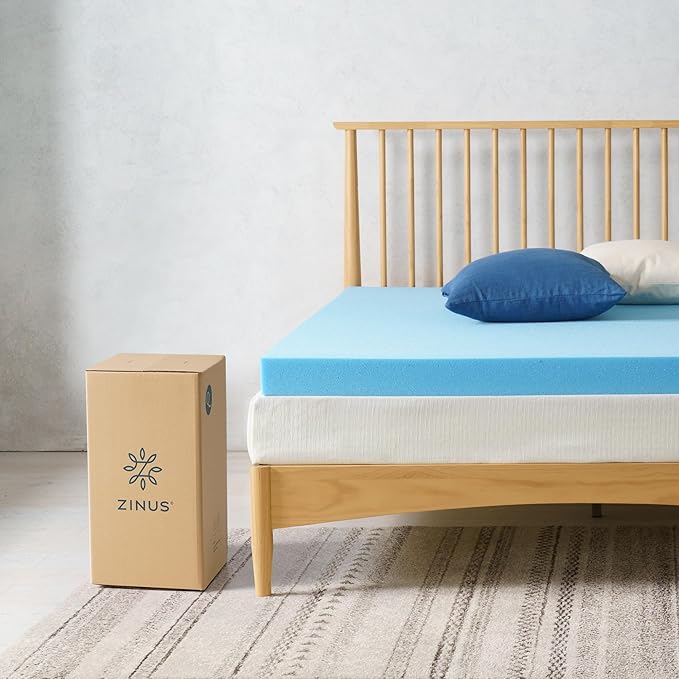 ZINUS 3 Inch Green Tea Cooling Gel Memory Foam Mattress Topper, Smaller, More Convenient WonderBox Packaging, Cooling Gel Foam, CertiPUR-US Certified, Twin