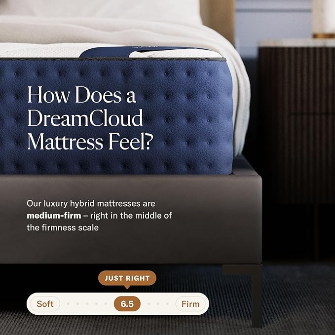 DreamCloud 12" Cal King Mattress - Luxury Hybrid Gel Memory Foam - 365 Night Trial - Premium Pressure-Relieving Layers - Forever Warranty - Mattress in a Box - CertiPUR-US Certified