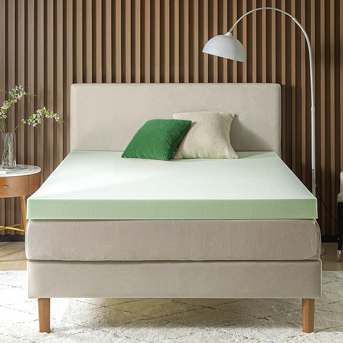 ZINUS 4 Inch Green Tea Memory Foam Mattress Topper, Smaller, More Convenient WonderBox Packaging, Pressure-Relieving Layers, CertiPUR-US Certified, Full