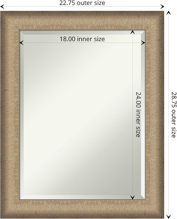 Amanti Art Bronze Bathroom Mirror for Over Sink, 29x23 Elegant Brushed Bronze Rectangle Vanity Mirror, Medium Casual Frame, Hangs Horizonally and Vertically, Bathroom Wall Decor, Beveled Edge
