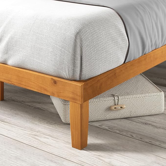 ZINUS Alexia Wood Platform Bed Frame, Solid Wood Foundation, No Box Spring Needed, Wood Slat Support, Easy Assembly, Rustic Pine, Queen