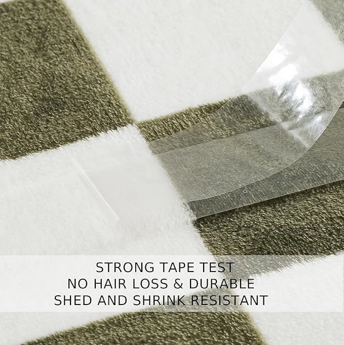 Checkered Throw Blanket, 50x60 Inches Travel Size Sage Green Microfiber Soft Cozy Fluffy Warm Hand Made Throw Blankets for Couch, Sofa, Chair, Bed, Camping, Picnic,Sage Green