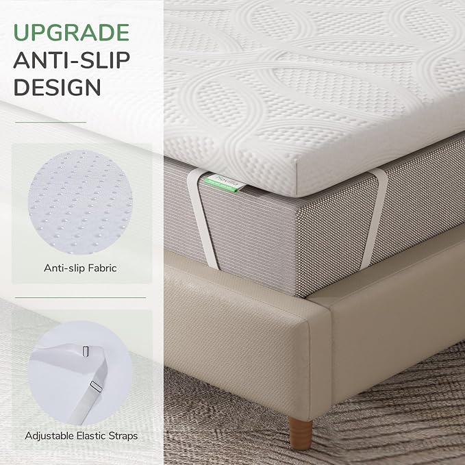 Novilla 4 Inch Twin Mattress Topper, Medium Firm Gel Memory Foam Mattress Topper for Back Pain Pressure Relieving, Motion Isolation & Airflow Design, CertiPUR-US Certified
