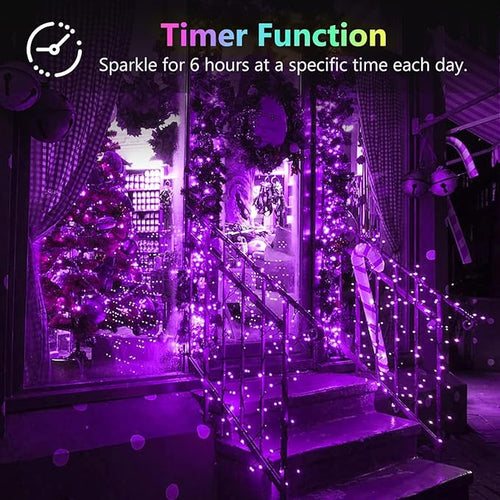 2 Pack 100LED Christmas Battery Operated Fairy Lights with Remote, 8 Modes String Lights with Timer, Dimmable, Memory Function, Waterproof Twinkle Lights for Outdoor Indoor Christmas Decor(Purple)