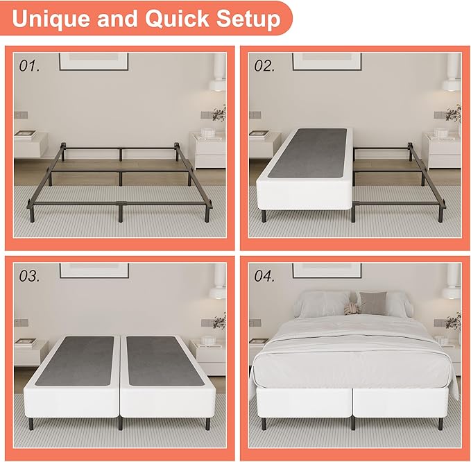 9 Inch Split Full Size Box Spring Metal High Profile Box Spring Full Size Bed with Fabric Cover, Heavy Duty, Mattress Foundation, Easy Assembly, Noise Free