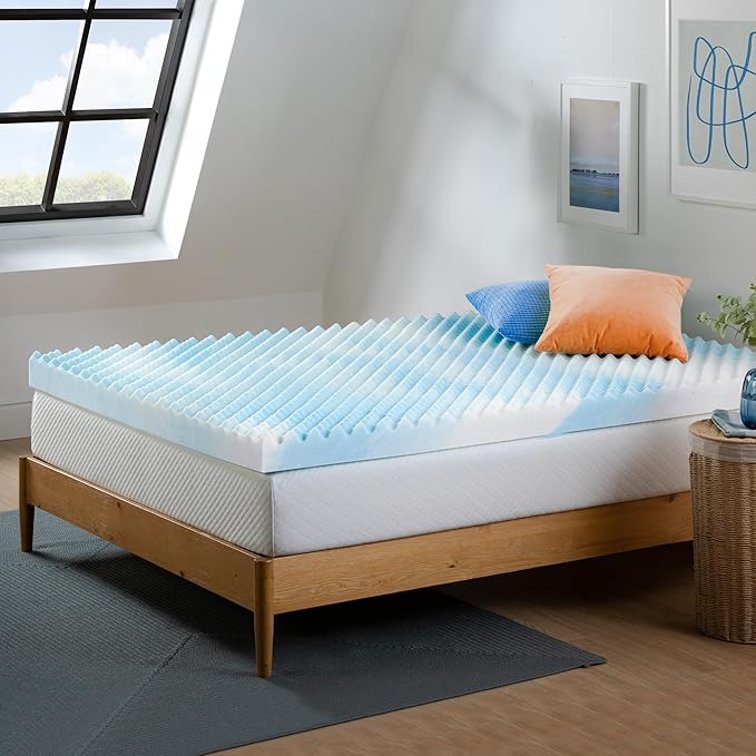 ZINUS 4 Inch Swirl Gel Cooling Memory Foam Mattress Topper, Smaller, More Convenient WonderBox Packaging, Cooling, Airflow Design, CertiPUR-US Certified, Full