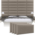 Vänt Upholstered Wall Panels - King/Cal King Size Wall Mounted Headboards - Faux Merino Wool Brown - Twin/King - Set of 4 Panels (Each Individual Panel 39"x11.5")