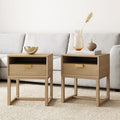 Nathan James Harper Modern Nightstand Side Accent or End Table with Storage Drawer, Set of 2, Light Brown
