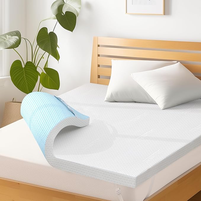 Subrtex 3 Inch Gel-Infused Memory Foam Mattress Topper High Density Breathable Bed Tooper Rayon Made from Bamboo Cover CertiPUR-US Certified (Full)