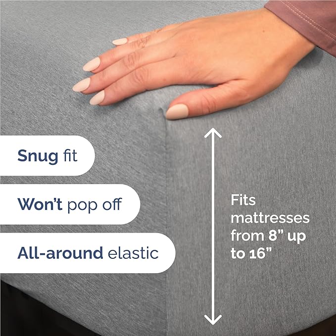 Full 6 Piece Sheet Set - Comfy Breathable & Cooling - Soft Hotel Luxury Bedding Set with 8-16 Inch Deep Pockets - 1 Flat & 1 Fitted Sheet & 4 Pillowcases - Wrinkle Free & Easy Care - Heathered Grey