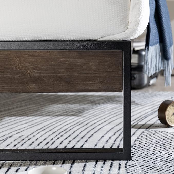 ZINUS Suzanne 44 Inch Bamboo and Metal Platform Bed Frame, Solid Steel Construction, No Box Spring Needed, Wood Slat Support, Easy Assembly, Grey Wash, King