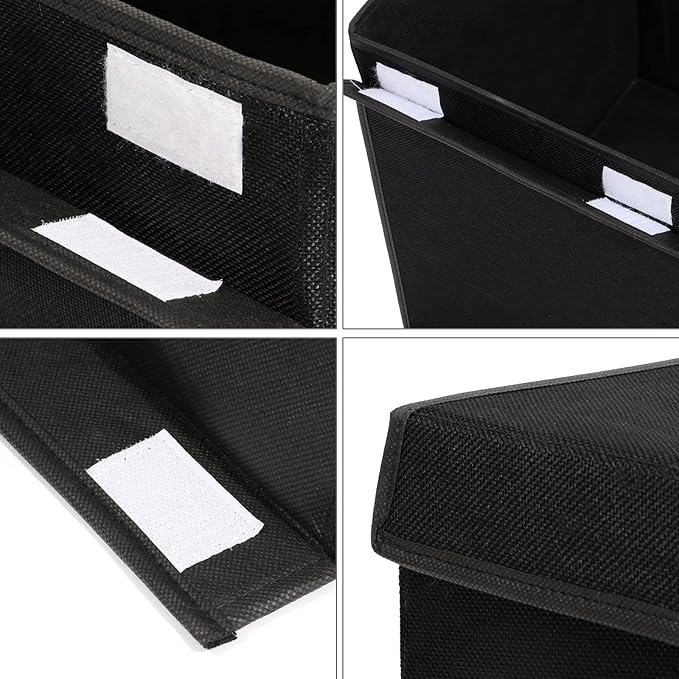 2 Pack Large Toy Box Chest Storage with Flip-Top Lid, Collapsible Kids Toy Storage Bin Boxes s for Toys, Playroom Organizers, 25"x13" x16" (Linen Black)