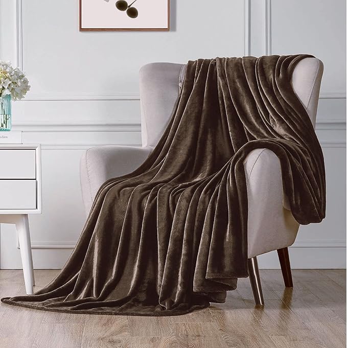 Walensee Fleece Blanket Plush Throw Fuzzy Lightweight (XL-Twin Size 66x90 Brown) Super Soft Microfiber Flannel Blankets for Couch, Bed, Sofa Ultra Luxurious Warm and Cozy for All Seasons