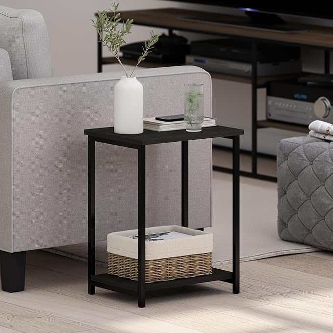 Furinno Simplistic Metal Frame End Table, 2-Pack, Espresso