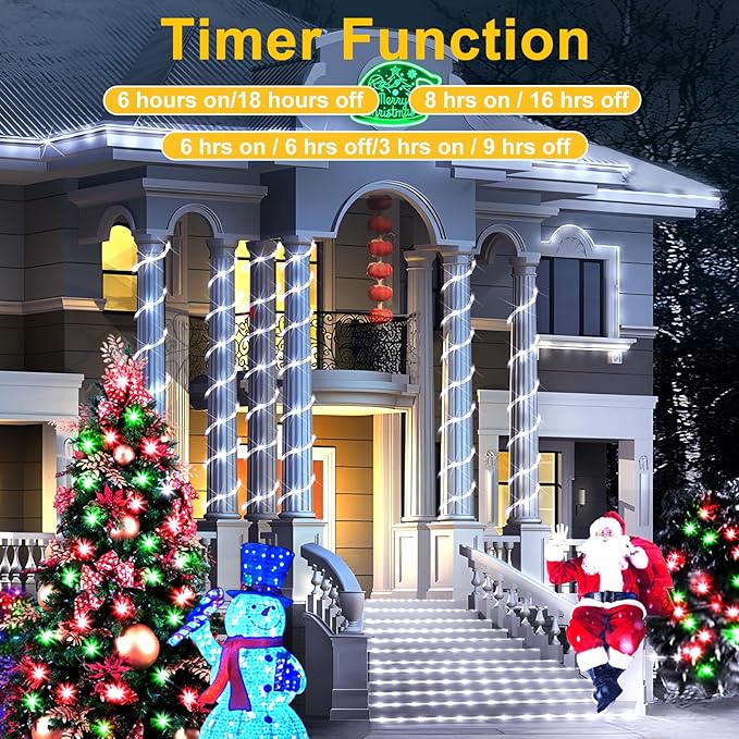 KNONEW 164FT 1000LED Rope Lights for Outside,Outdoor String Lights Waterproof 8 Modes Clear Tube Light for Indoor,Bedroom,Wedding,Garden,Patio,Christmas,Tree,Rv,Holiday Decoration(Cold White)