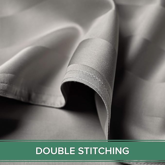 Split King Sheets by Pure Bamboo, Genuine 100% Organic Viscose Derived from Bamboo Bed Sheet Set, Soft & Cooling, Double Stitching *Not for Split Top (Split King, Jacquard Silver)