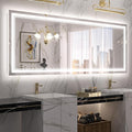 Keonjinn LED Bathroom Mirror 84" x 32" with Frontlit and Back Light, Large Tempered Glass Stepless 3 Colors Temperature & Dimmable Wall Mirror, UL Listed LED Driver, Double LED Strips, Anti-Fog Mirror
