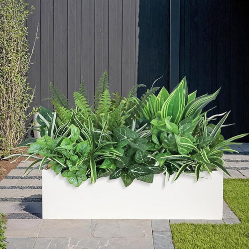 18PCS Artificial Plants Outdoor UV Resistant Fake Plants Stem Faux Greenery Plastic Plants Bushes for Garden Patio Porch Window Box Home Wedding Decor(Greenery, 18PCS)