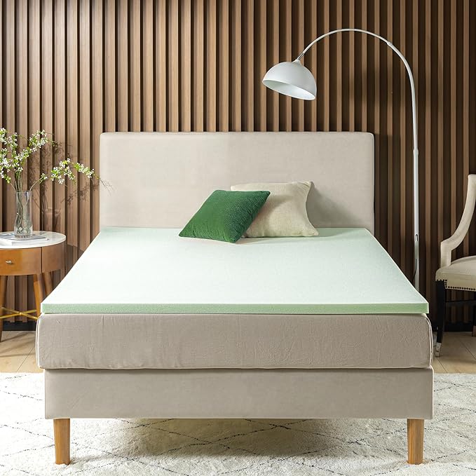 ZINUS 2 Inch Green Tea Memory Foam Mattress Topper, Smaller, More Convenient WonderBox Packaging, Pressure-Relieving Layers, CertiPUR-US Certified, Twin