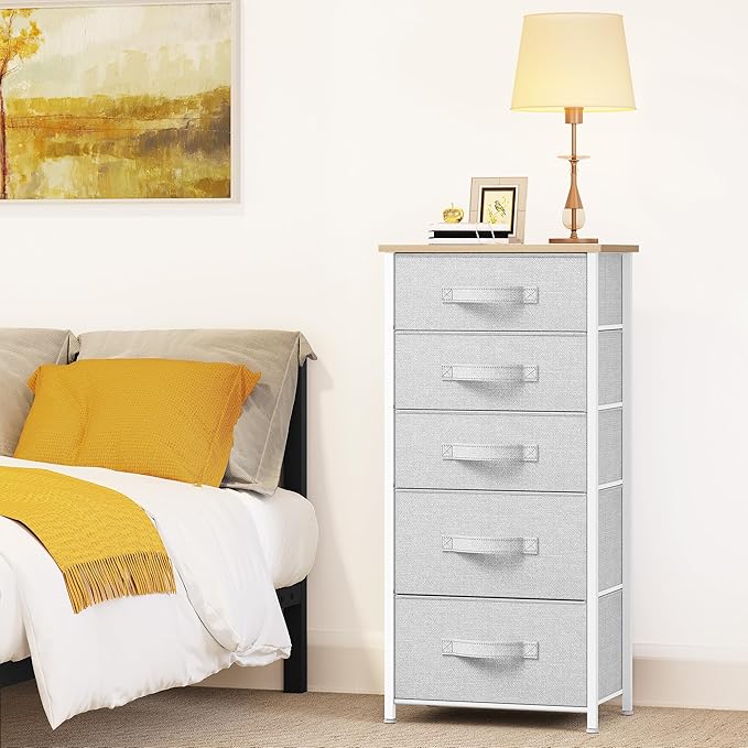 YITAHOME 5 Drawers Dresser - Fabric Dresser, Organizer Unit for Living Room, Closets(Pink)