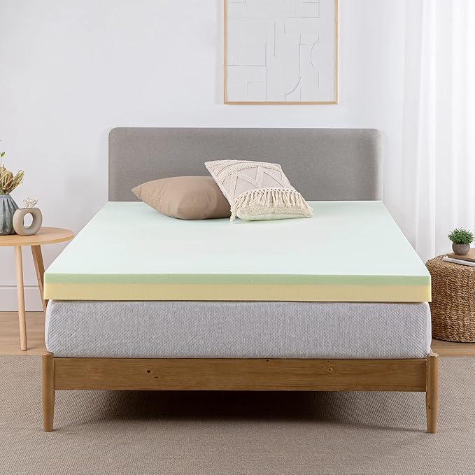 ZINUS 3 Inch Green Tea Memory Foam Mattress Topper, Pressure-Relieving Layers, CertiPUR-US Certified, Twin