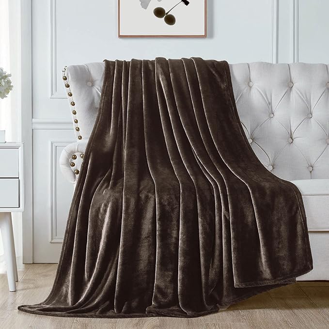 Walensee Fleece Blanket Plush Throw Fuzzy Lightweight (XL-Twin Size 66x90 Brown) Super Soft Microfiber Flannel Blankets for Couch, Bed, Sofa Ultra Luxurious Warm and Cozy for All Seasons