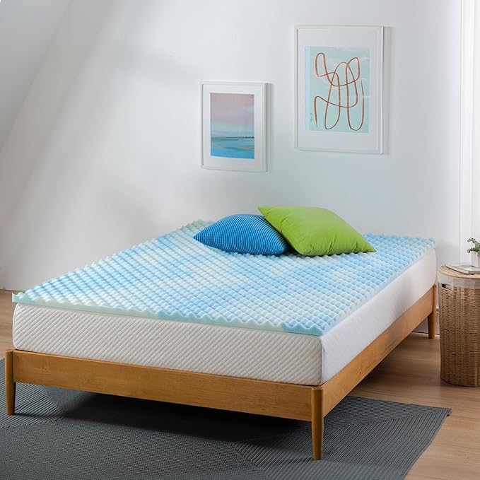 ZINUS 1.5 Inch Swirl Gel Cooling Memory Foam Mattress Topper, Smaller, More Convenient WonderBox Packaging, Cooling, Airflow Design, CertiPUR-US Certified, King