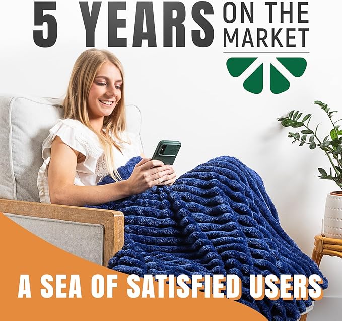 GO Premium Comfy Soft Queen Blanket - Navy Blue Fleece for Couch, Bed, Living Room, Bedroom - Large (90x90 Inches)