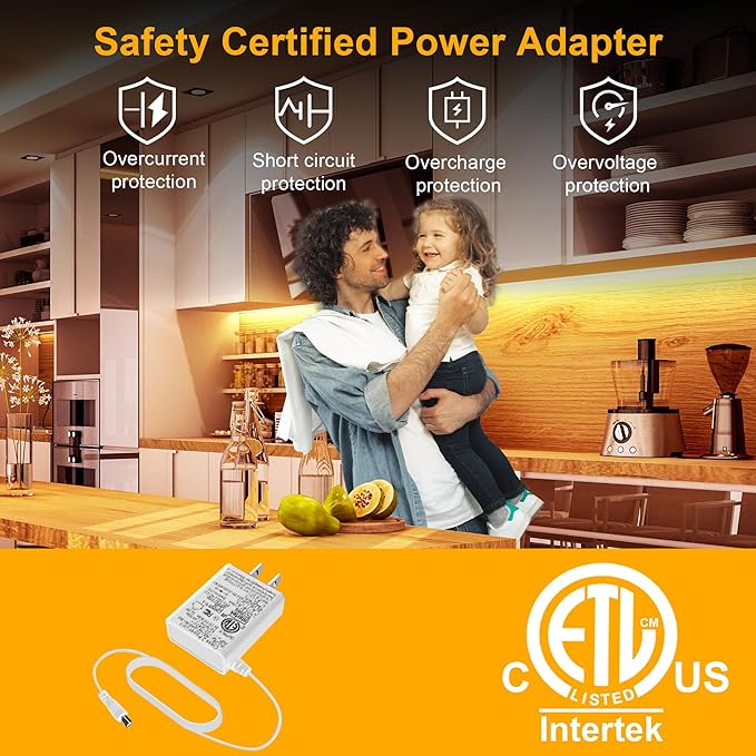 LAFULIT 10 PCS Under Cabinet Lights Kit, Stick on Lights, Flexible Led Strip Lights with Remote and Power Adapter, for Kitchen Cabinets Shelf Desk Counter Corner, 2700K Warm White, 16.4ft