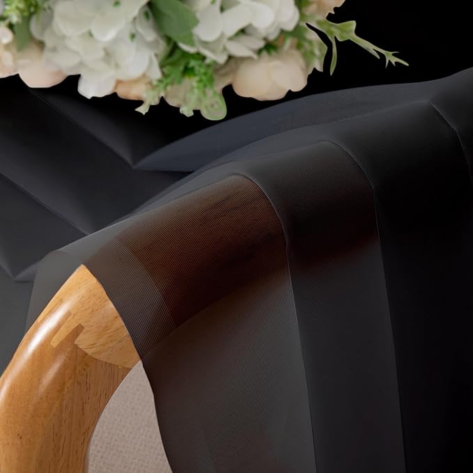 Aiyufeng Black Curtains - Farmhouse Semi Sheer Window Covering, Light & Airy Privacy Panels for Bedroom, Living Room, Patio, Glass Door, 40 inch Width x 45 inch Length, Set of 2
