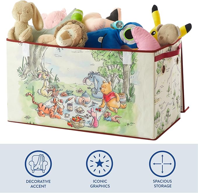 Idea Nuova Disney Winnie the Pooh Collapsible Storage Trunk, Durable with Soft Lid, 28.5"x14.5"x16"