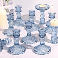 Glass Candle Holder Set of 12, Blue Taper Candle Holders Bulk, Vintage Candlestick Holders, Candle Stick Holder for Table Centerpieces, Wedding, Festival & Home Decor