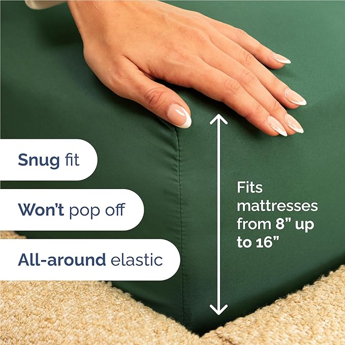 Full 6 Piece Sheet Set - Comfy Breathable & Cooling - Ultra Soft Hotel Luxury Bedding Set w/ 8-16 Inch Deep Pockets - 1 Flat & 1 Fitted Sheet & 4 Pillowcases - Cozy, Wrinkle Free & Easy Care - Emerald