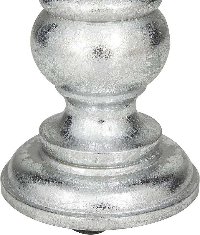 Deco 79 Traditional Mango Wood Pillar Candle Holder, Set of 3 10", 8", 6"H, Silver