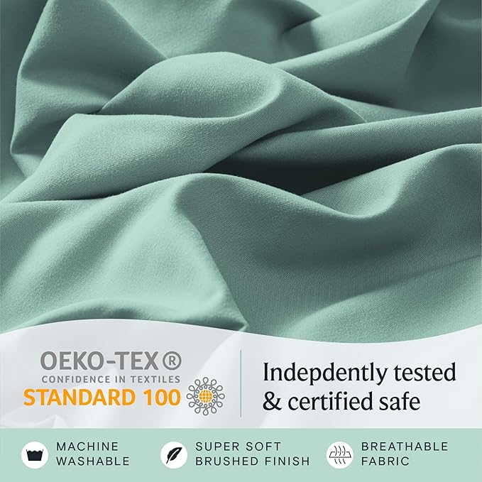 LuxClub 4 PC Queen Sheet Set, Deep Pockets Wrinkle Free Cooling Bed Sheets Hotel Bedding for Women, Men, Kids & Teens, Includes 1 Fitted Sheet, 1 Flat Sheet and 2 Pillowcases - Silky Soft Light Teal