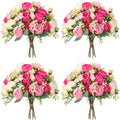 Geosar 8 Bundles Artificial Peonies Flowers Fake Silk Peony Bouquet Faux Peonies Flowers Bulk for Decoration Vase Floral Arrangements Wedding Party Table (Bright Color)