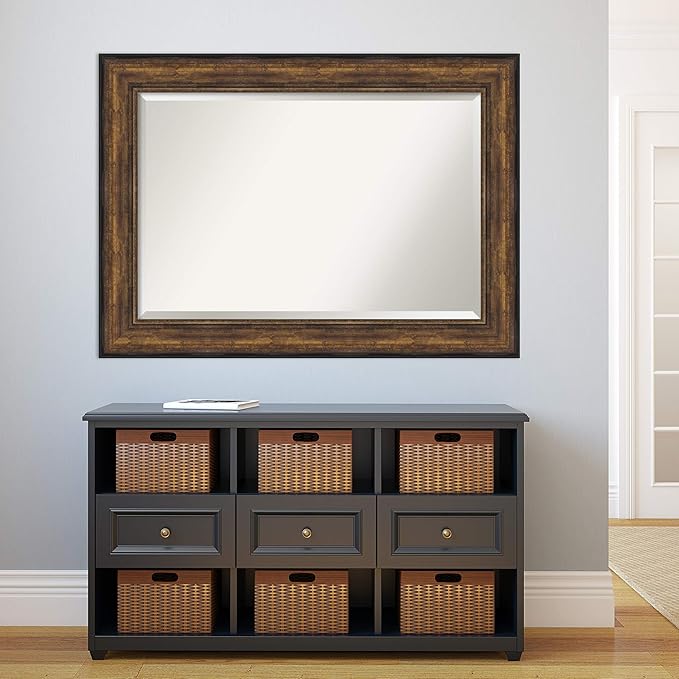 Amanti Art Bronze Bathroom Mirror for Over Sink, 32x44 Ballroom Bronze Rectangle Vanity Mirror, Large Traditional Frame, Hangs Horizonally and Vertically, Bathroom Wall Decor, Beveled Edge