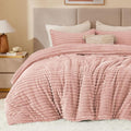 BEDELITE Fleece King Comforter Set -Super Soft & Warm Fluffy Dusty Pink Bedding, Luxury Fuzzy Heavy Bed Set for Winter with 2 Pillow Cases