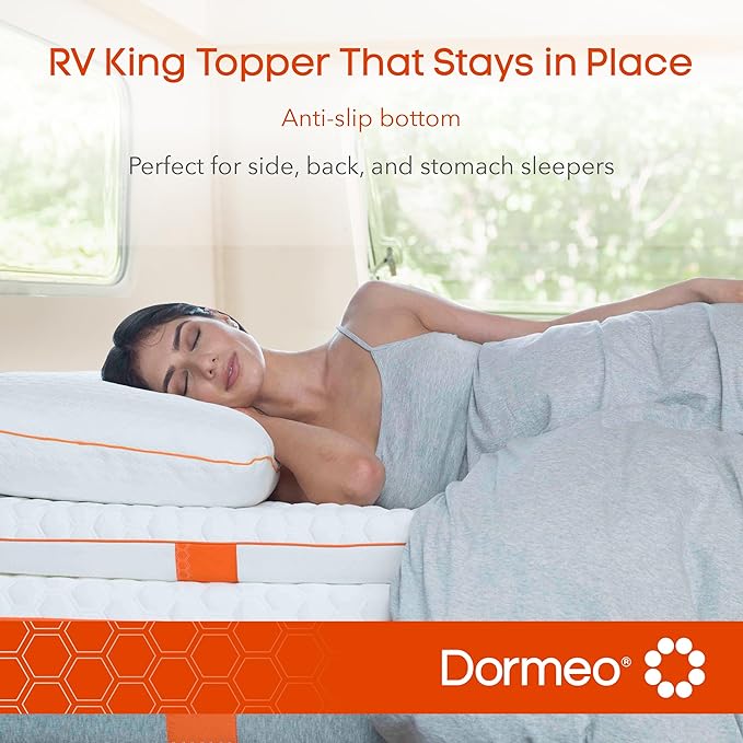 Dormeo RV King Cooling Mattress Topper, 3-Inch with Octaspring® Technology for Optimal Back Support, Medium Firmness