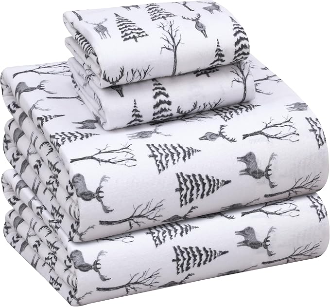 RUVANTI Flannel Sheets King Size - 100% Cotton Brushed King Size Sheets Set - Deep Pockets 16 Inches Bed Sheets - All Seasons Breathable & Extra Soft - Warm & Cozy, 4 Piece, Dry Winter