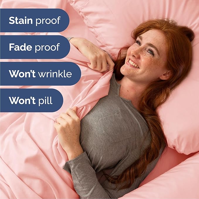Cal King 6 Piece Sheet Set - Comfy Breathable & Cooling - Ultra Soft Hotel Luxury Bedding Set w/ 8-16 Inch Deep Pockets - 1 Flat & 1 Fitted Sheet & 4 Pillowcases - Wrinkle Free & Easy Care - Baby Pink