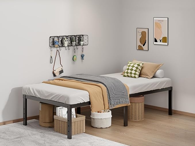 Metal Bed Frame Twin Size - 16 Inch Heavy-Duty Twin Platform Bed Frame No Box Spring Needed, Easy Assembly, Noise-Free, Sturdy Mattress Foundation, Underbed Storage Space